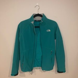 turquoise north face water-resistant windbreaker